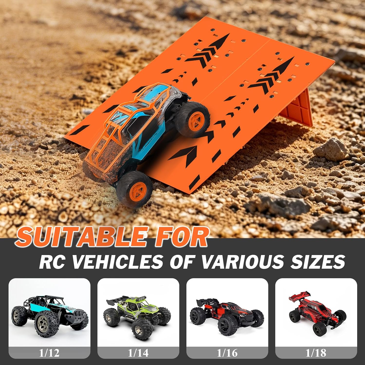 RC Crawler Car Jump Ramp, 2PCS Extension Board Takeoff Board Stunt Kit for Remote Control Cars Jumping Ramp Foldable image 5
