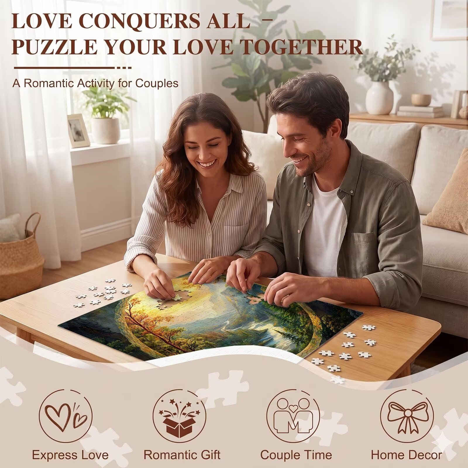 paesaggio foresta Puzzle 1500 Pezzi per Adulti, Puzzle in Legno - Collezione Classica con Poster Incluso - Sfida di Concentrazione e Passatempo Antistress, Gioco per Famiglia, 87 x 57 cm f0-512