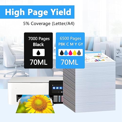 Miniatura 3 de LCL Botellas de repuesto de tinta compatibles para impresoras 552 T552 compatibles con impresoras EcoTank Photo ET-8500 ET-8550 (paquete de 6,