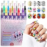 Kalolary 12 Color Nail Art Pens Set, Nail Polish Pens 0.5MM Fine Tip Acrylic Paint Pen Nail Art Markers Quick-Dry Nail Art Tools for Dotting Drawing Painting DIY Nail Art Beauty Manicure(A)