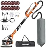Drywall Sander with Vacuum Dust Collector,1050W 7.33A Popcorn Ceiling Removal Tool,LED Light,5 Variable Speed 1000-2100RPM,Foldable & Extendable Handle,12 Sanding Discs