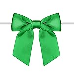 Rainbow Pana 60 Pack Twist Tie Bows for Treat Bags 3 Green Satin Ribbon Bows for Package Craft Gift Wrapping Decoration, St Patricks Day