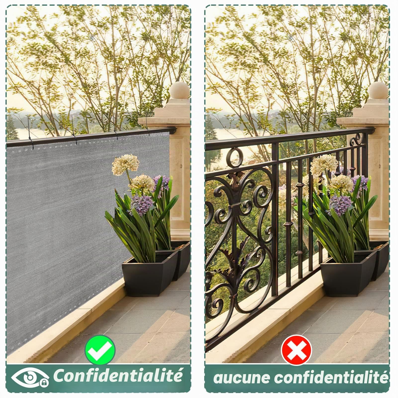 Panneau de clôture 1 x 25 m, Brise-Vue pour clôture et Balustrade, Filet d'ombrage, 150 g/㎡ en Tissu HDPE avec Serre-câbles, résistant aux intempéries, résistant à la More, Anthracite