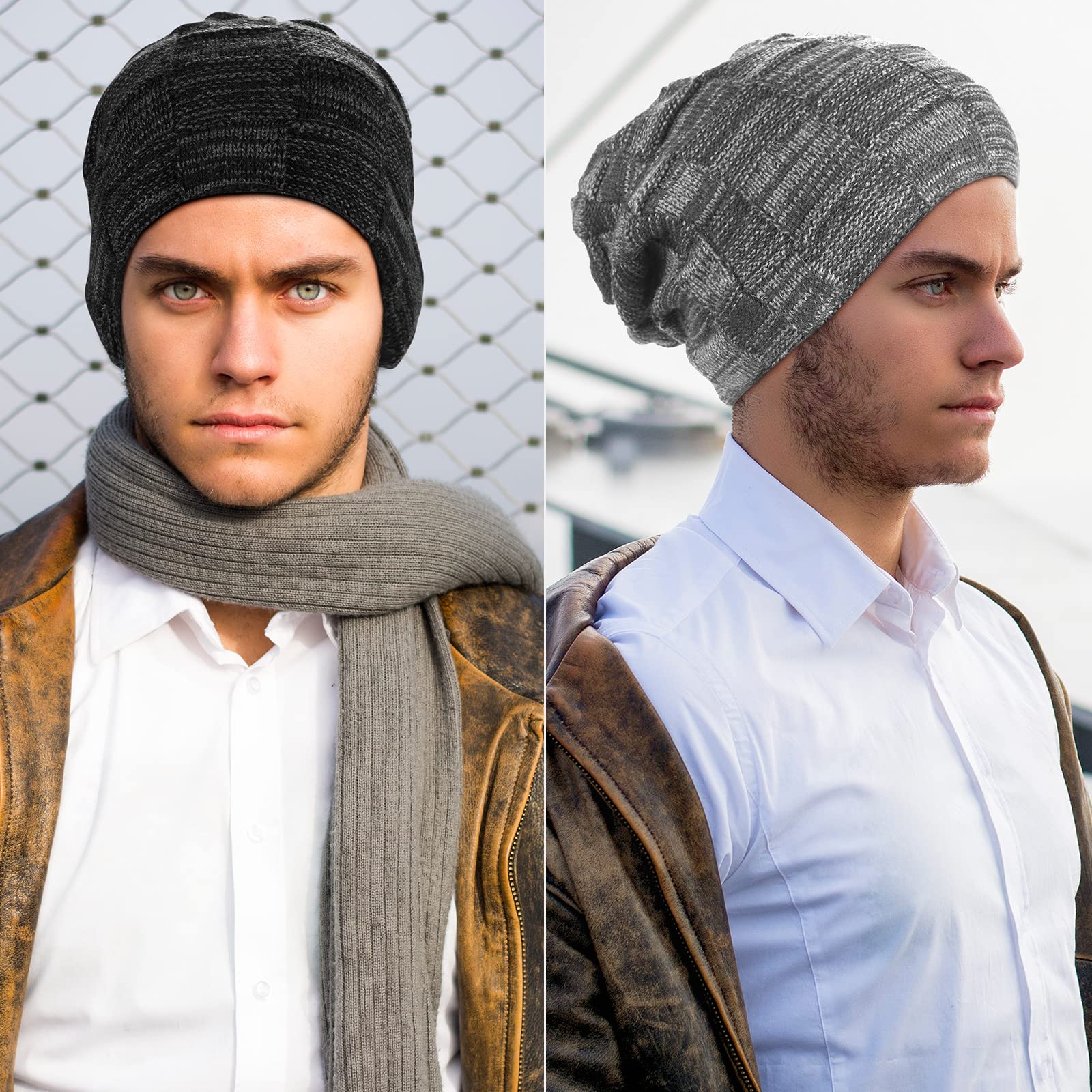 Geyoga Gorro de invierno para hombre, con forro polar, para hombre, para hombre, Negro, gris, rojo vino, azul real, Medium