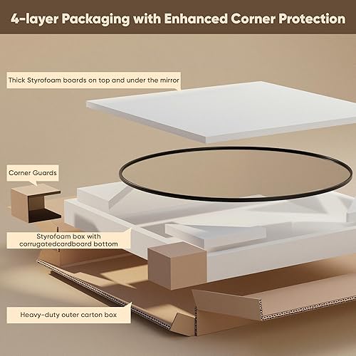 Miniatura 5 de Antok Espejo redondo de 18 pulgadas para pared, espejo redondo de baño, espejos de pared circulares con marco de metal negro, espejos circulares