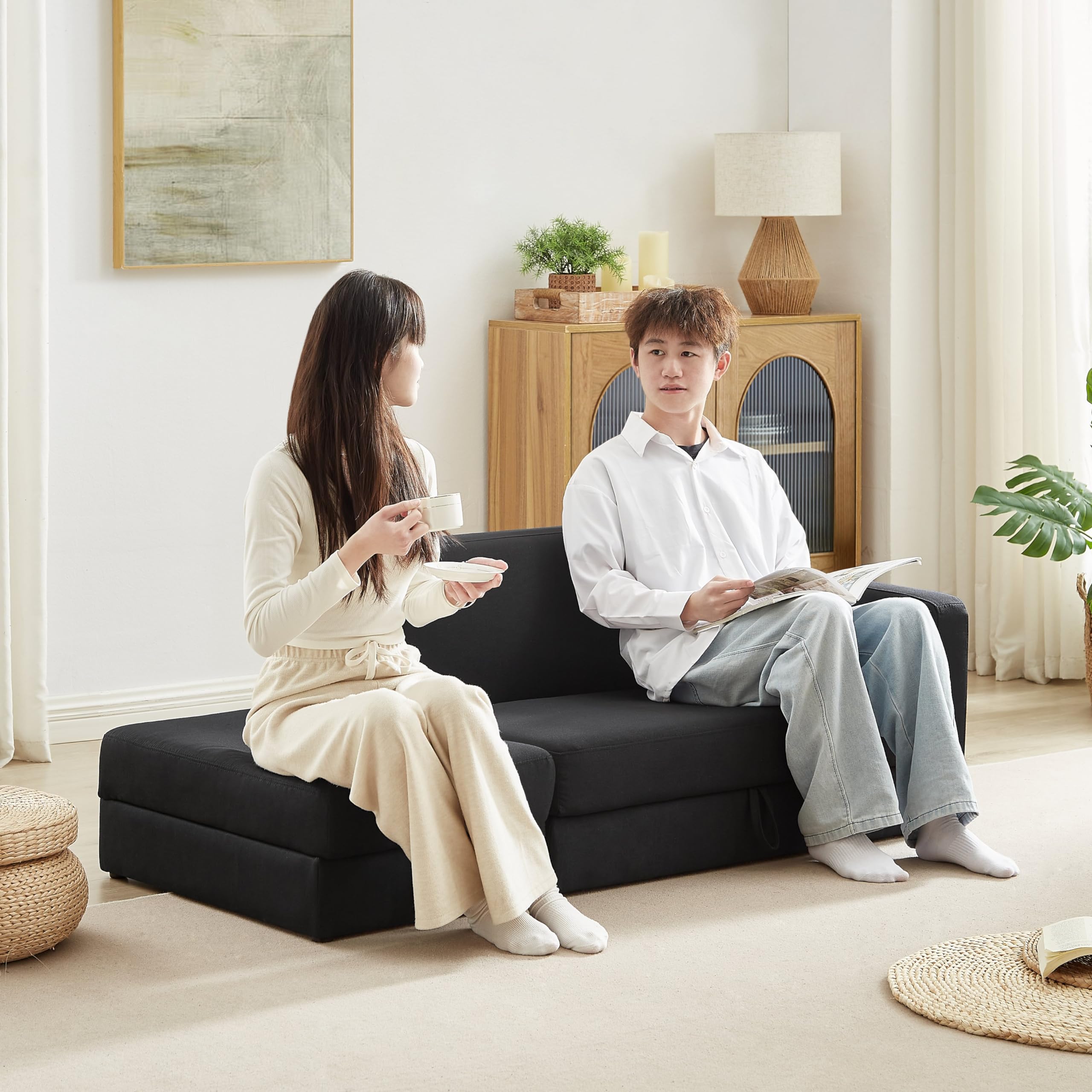 Amazon｜ソファー 2人掛け カウチ 収納機能 左右に使える片肘 