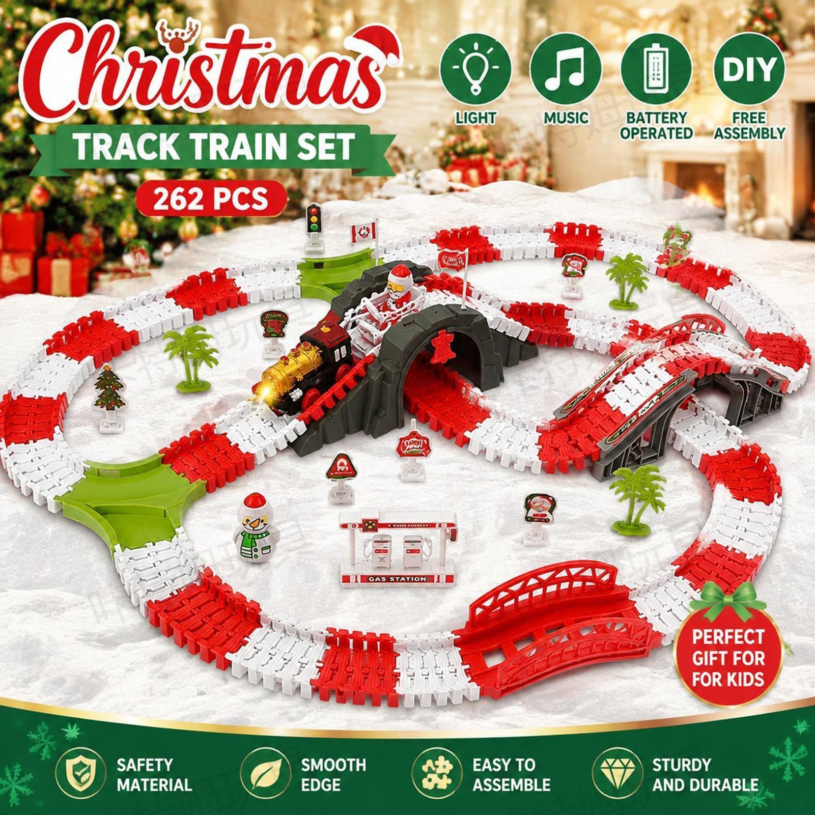 Set Pista Macchinine Playset Veicolo Elettrico da Montare per Natale