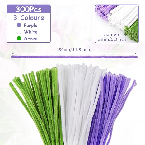 320ps Pipe Cleaners for Craft Flowers, 30CM Fluffy Pipe Cleaners Craft Kits ﻿