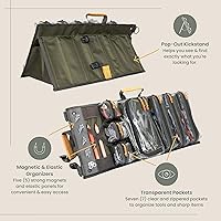 Vista 2 de Heavy Duty Roll Up Tool Bag Organizer w/Kickstand for Upright Visibility & Easy Access, 7 Pockets w/Zippers, Multiple Carrying & Hanging Handles