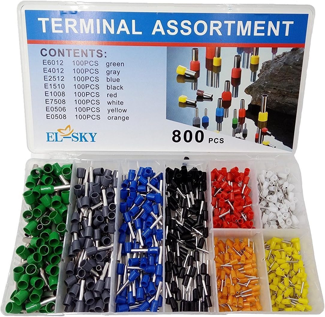 ELSKY ELSKY 800pcs Assortment Ferrule Wire Copper Crimp Connector