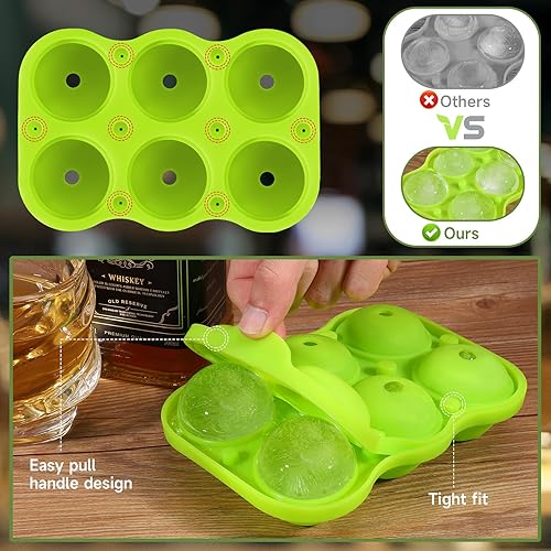 Miniatura 3 de Ice Cube Trays, Silicone Round Ice Ball Maker Mold, Big Whiskey Ice Ball Maker, Apples Ice Tray Mold for Cocktails, Bourbon, Freezer, Keep Drinks
