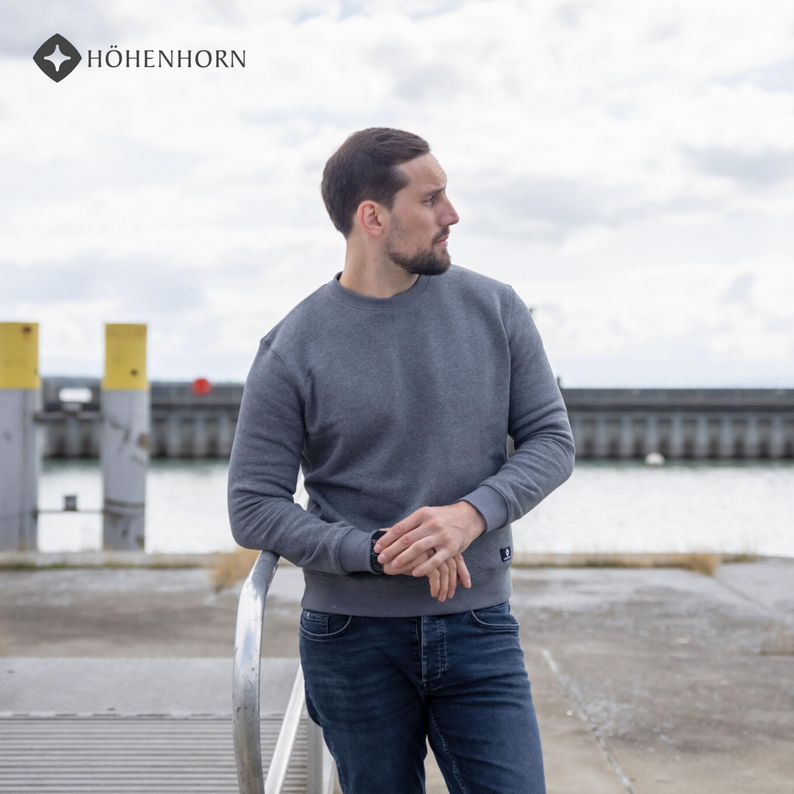 Höhenhorn Wallster - Sudadera de algodón con cuello redondo para hombre