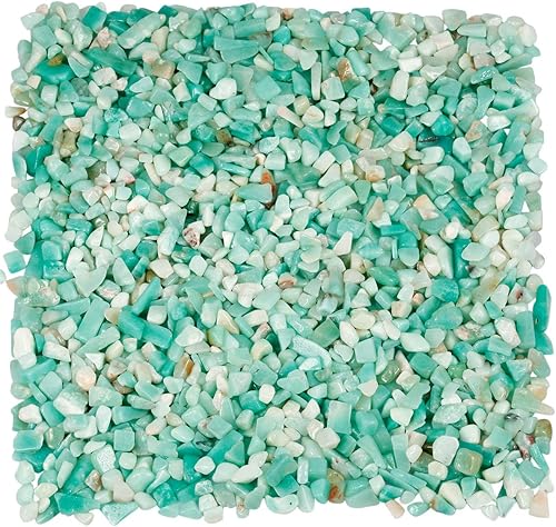 TUMBEELLUWA Chips de 1 libra de piedras rodadas trituradas Reiki de forma irregular, cristal curativo de cuarzo, amazonita