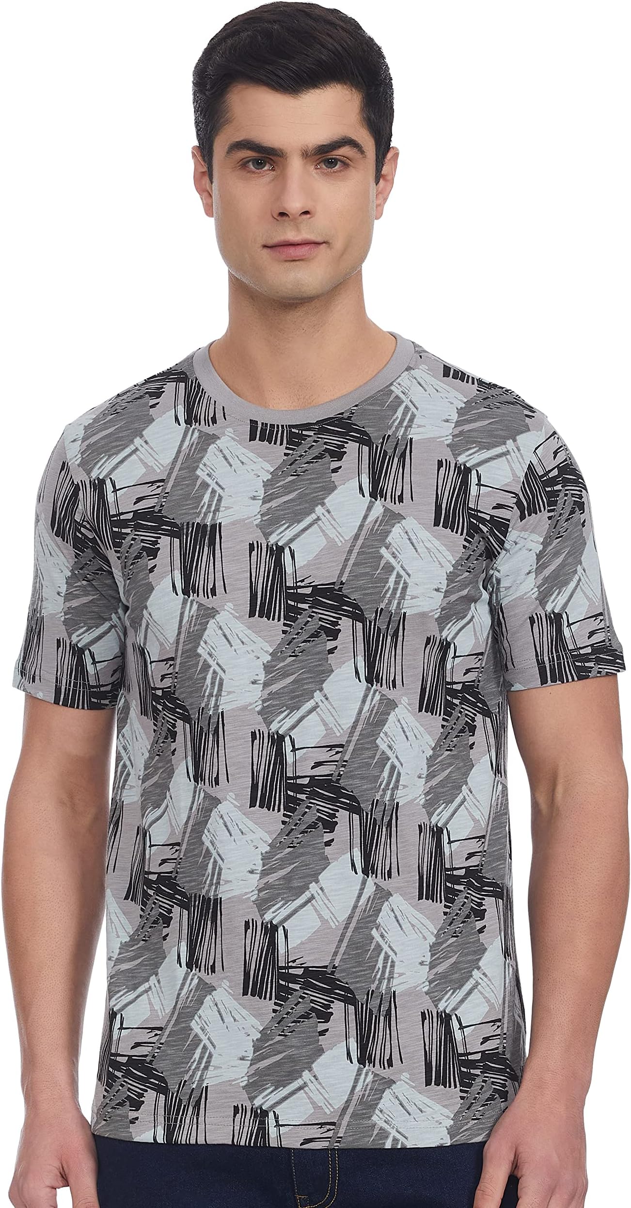 Amazon Brand - Inkast Denim Co. Men Printed Regular Fit T-Shirt (Ink-T-Cd3-D2-B_Sheet Grey M)