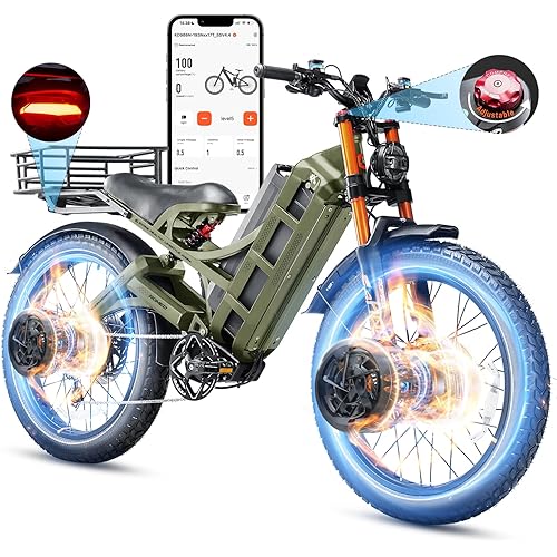 eAhora 2026 Romeo Pro 3 5600W 50Mph High-Torque Ebike, 60V 80Ah 250-Mile Long Range Electric Bike for Adults, Adjustable Air Suspension, 26'' Puncture-Proof Tire, UL 2849 Certified by TÜV