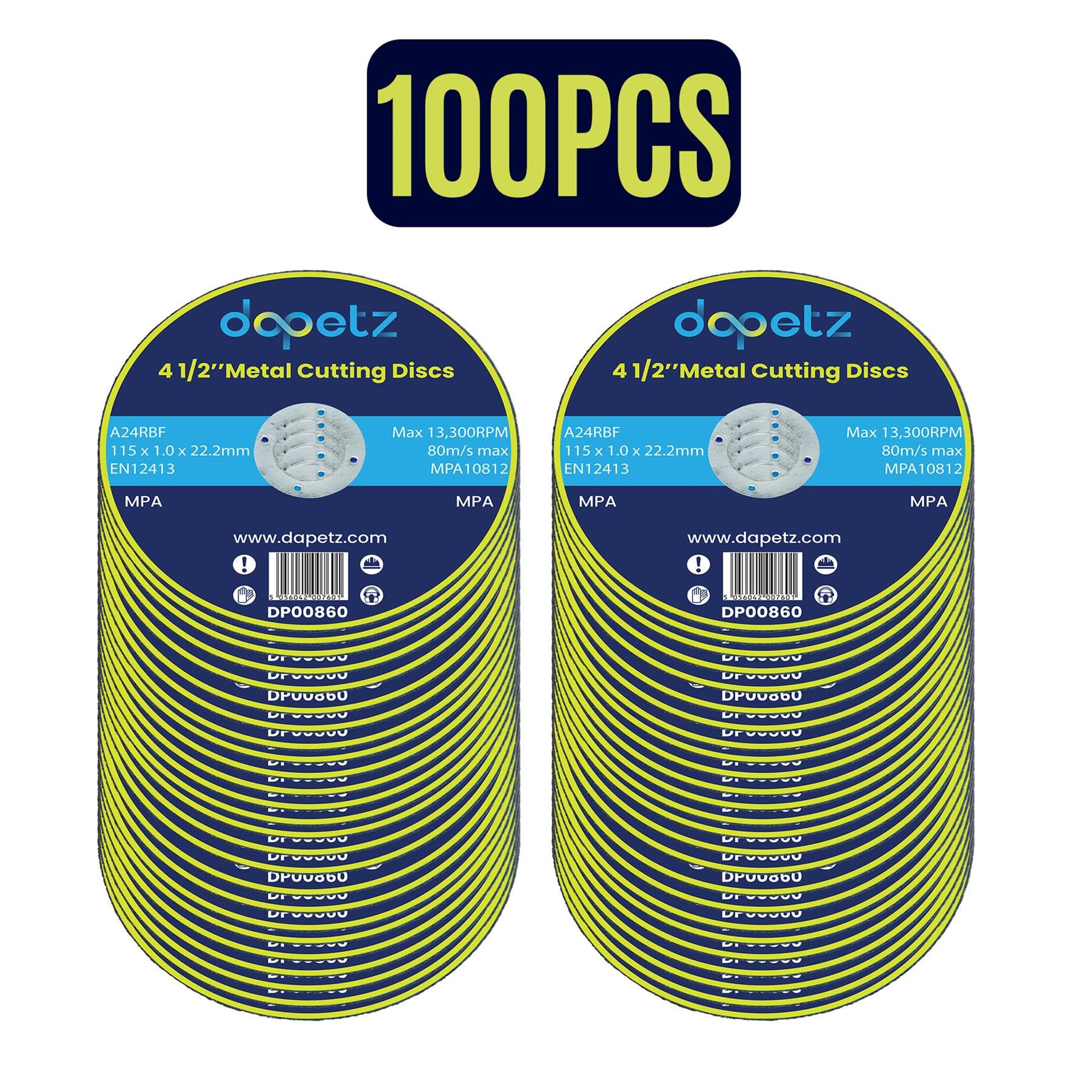 dapetz 100 x Discos de corte para metal 1mm Muy Delgado 4 1/2" 115mm DISCO METAL ACERO inox.