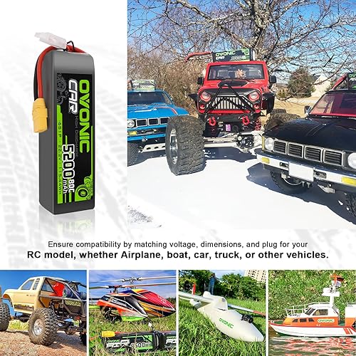 Miniatura 5 de OVONIC LiPo Batería 22.2V 5200mAh 80C 6S Batería con conector XT90 Compatible para DJI Avión RC Quadcopter Helicóptero RC Coche Camión Barco Hobby