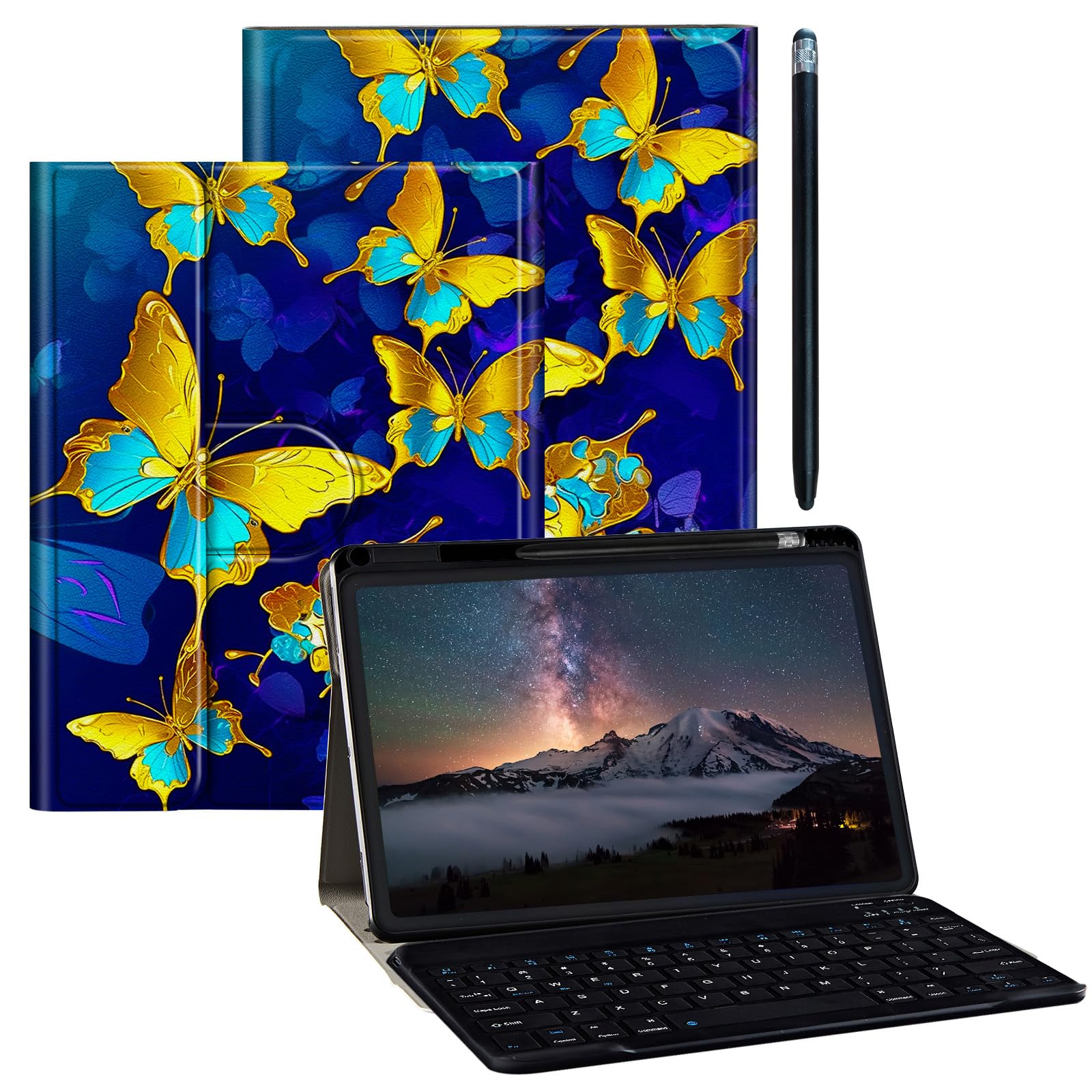 BPQOJB for iPad 10th Generation Case with Detachable Wireless Keyboard & 360 Degree Rotating Stand Protect Cover Acrylic Tablet Case for iPad 10 Gen