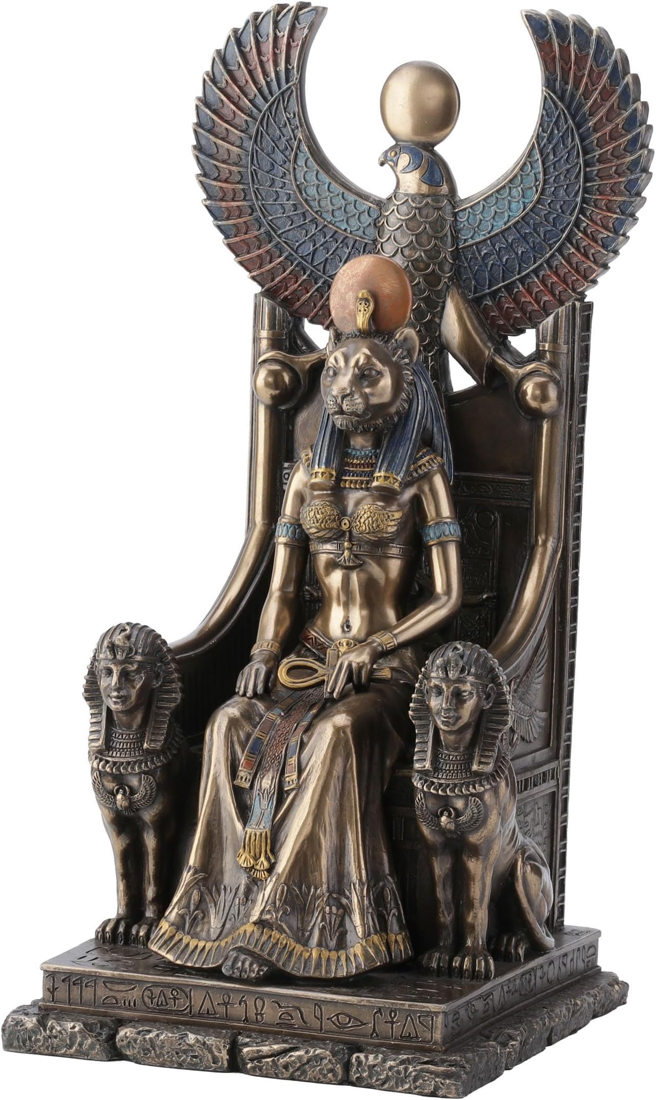 Veronese Design 11 Inch Sekhmet Egyptian Goddess of Healing Sitting on Throne Cold Cast Resin Antique Bronze Finish Statue