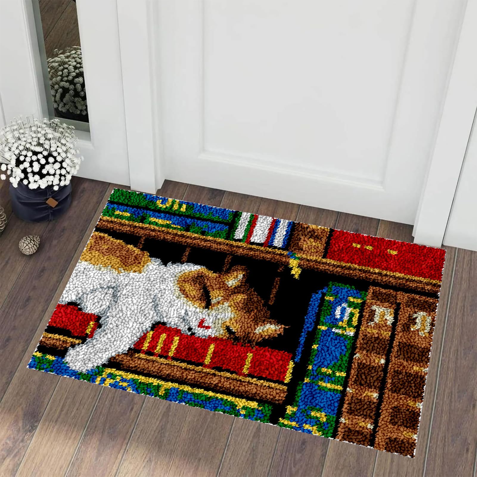 Kit de Gancho DIY Alfombra, Kit de Tejer ​con Gancho cojín de sofá Alfombra, DIY Alfombra cojín Crocheting, Kit Tapiz y Alfombra, Kit para Hacer tapices 55 x 75 cm