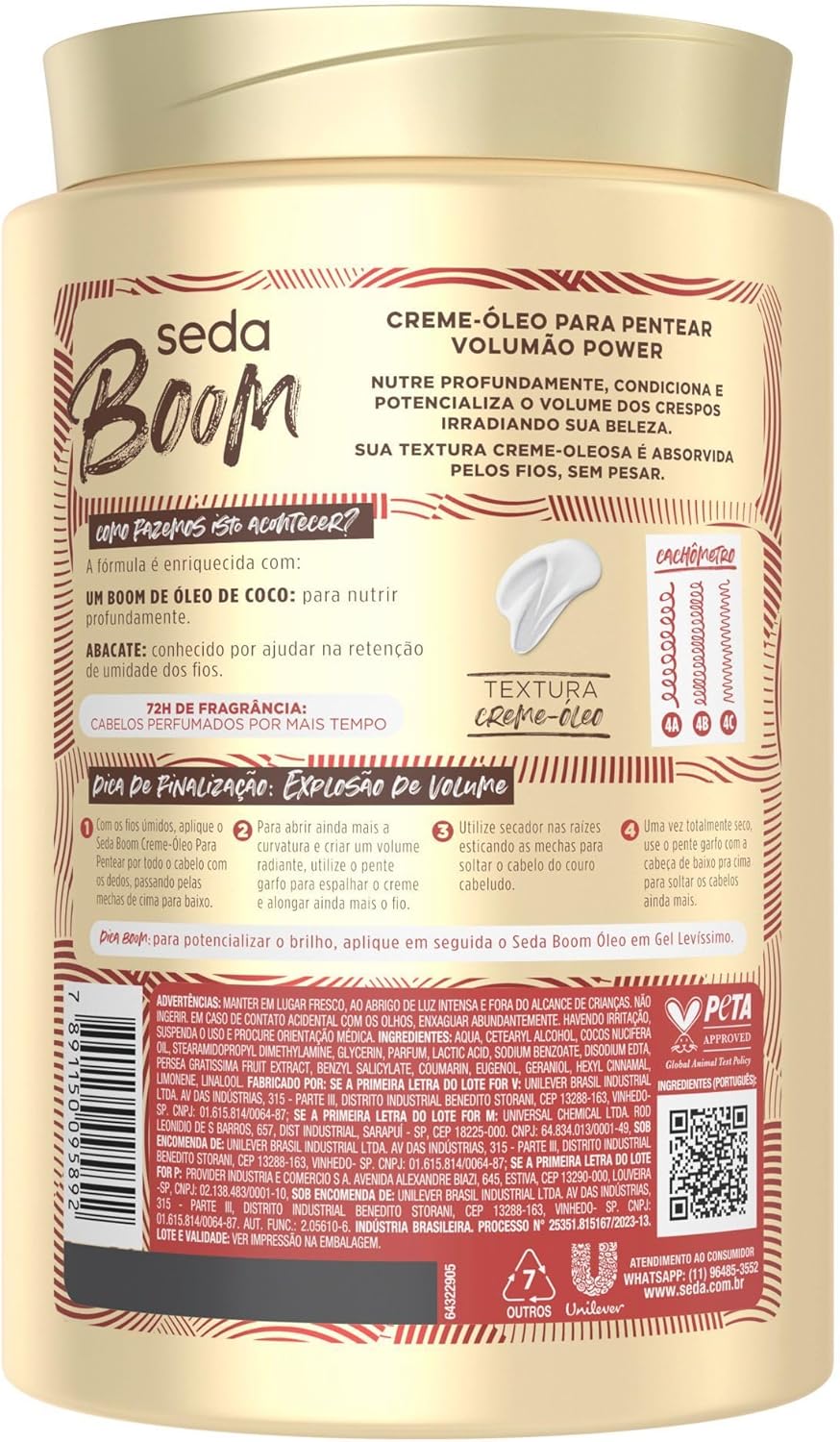 Creme para Pentear Seda Boom Volumão Power Óleo de Coco e Abacate 1kg em destaque