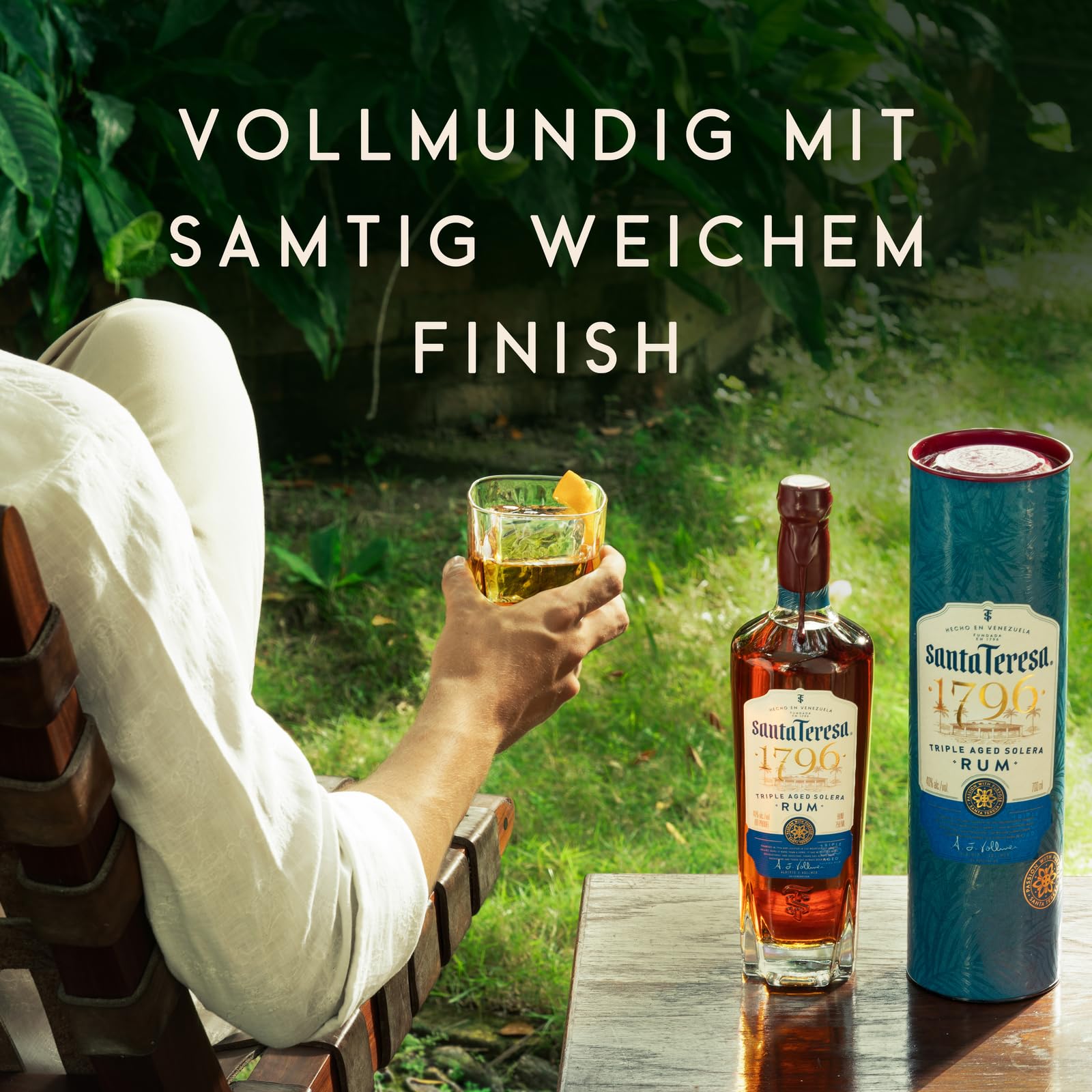 Santa Teresa 1796 Triple Aged Solera Rum in Metalldose, 40 Vol.-%, 70 cl/700 ml, dunkler dreifach gereifter Super Premium Single Estate Rum aus Venezuela als Geschenk-Set