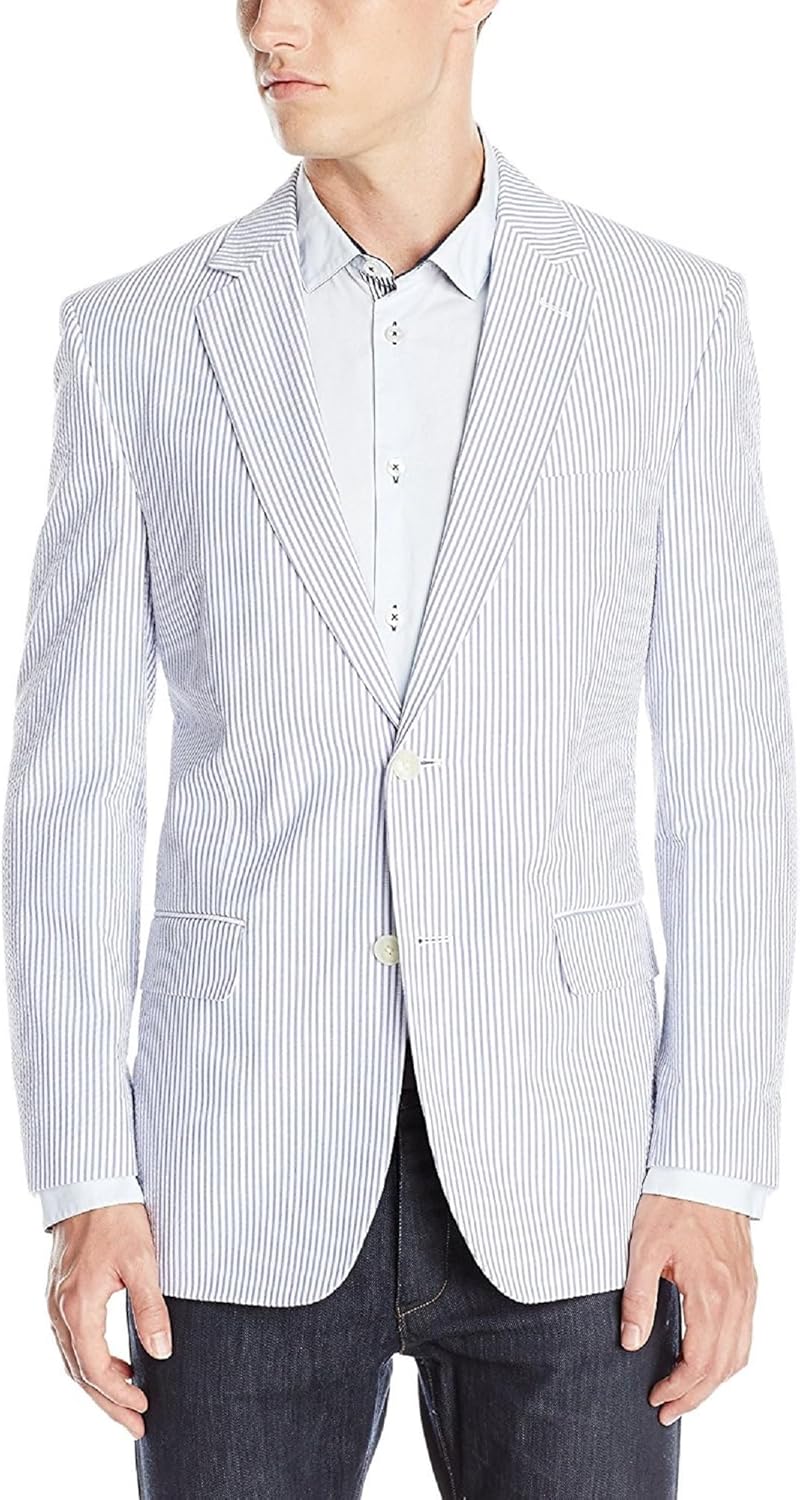 COCONUT GROVE Men's Regular Fit Seersucker Center Vent Suit Coat