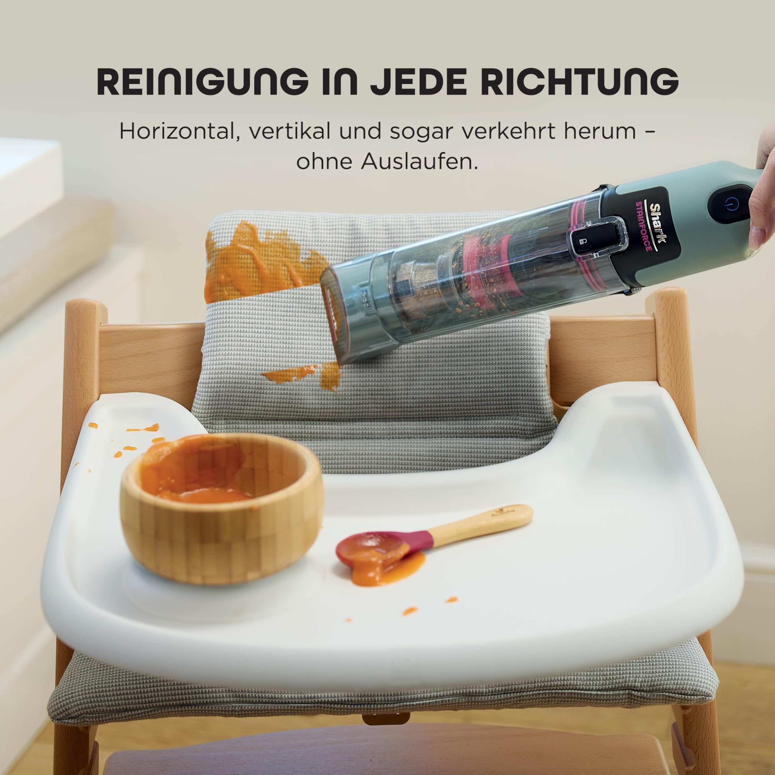 Shark StainForce kabelloser Fleckenentferner, tragbarer Flecken-, und Geruchsentferner für Teppichböden, Teppiche, Polstermöbel und mehr, mit Aufbewahrungsbox, Zubehör und 2 x Reiniger, HX100EUCP