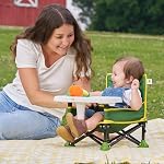 Bright Starts John Deere Chaise de booster portable Pop 'N Sit, assise au sol, utilisation intérieure/extérieure, pliage compact, vert et jaune, 6 Mousse - 3 Années