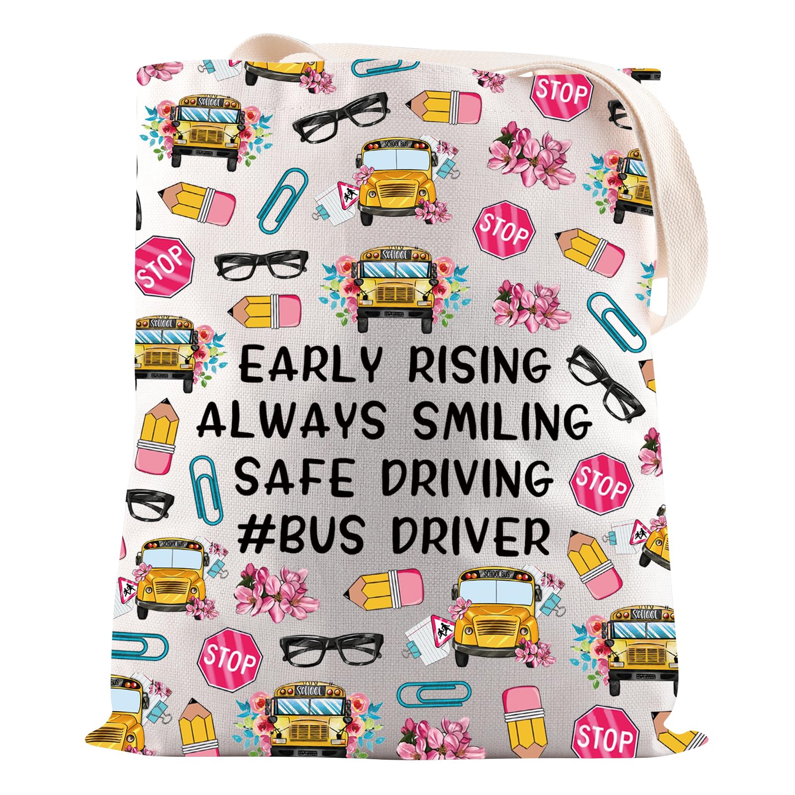 JNIAP Bus Driver Gift Early Rising Always Smiling Safe Driving Bus driver Tote Bag Staff Gift