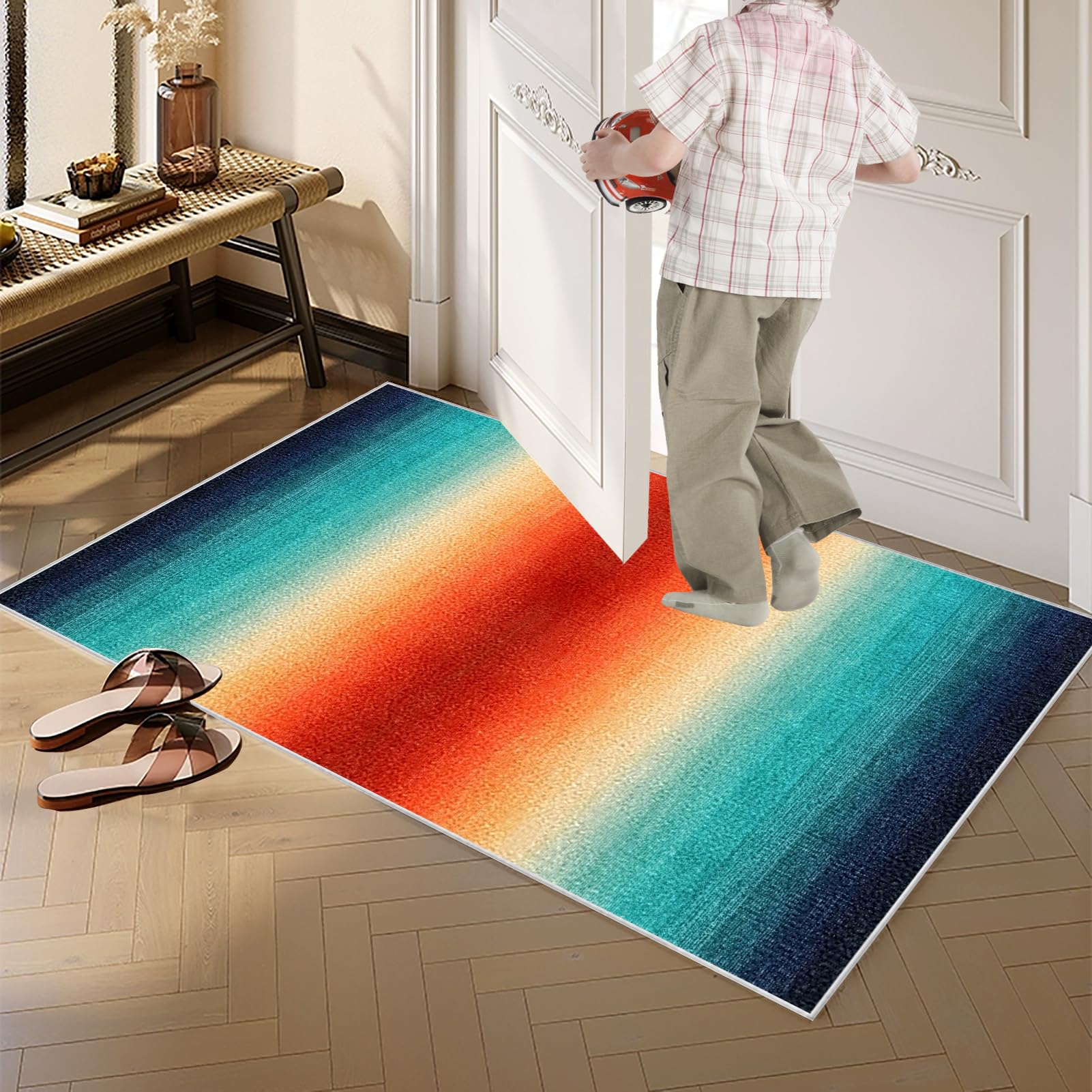 Chodnik dywanowy, antypoślizgowy, 60 x 240 cm, bieżnik na korytarz, dywan wejściowy, nadaje się do prania, chodnik kuchenny, dywan na korytarz, dywan do korytarza, sypialni