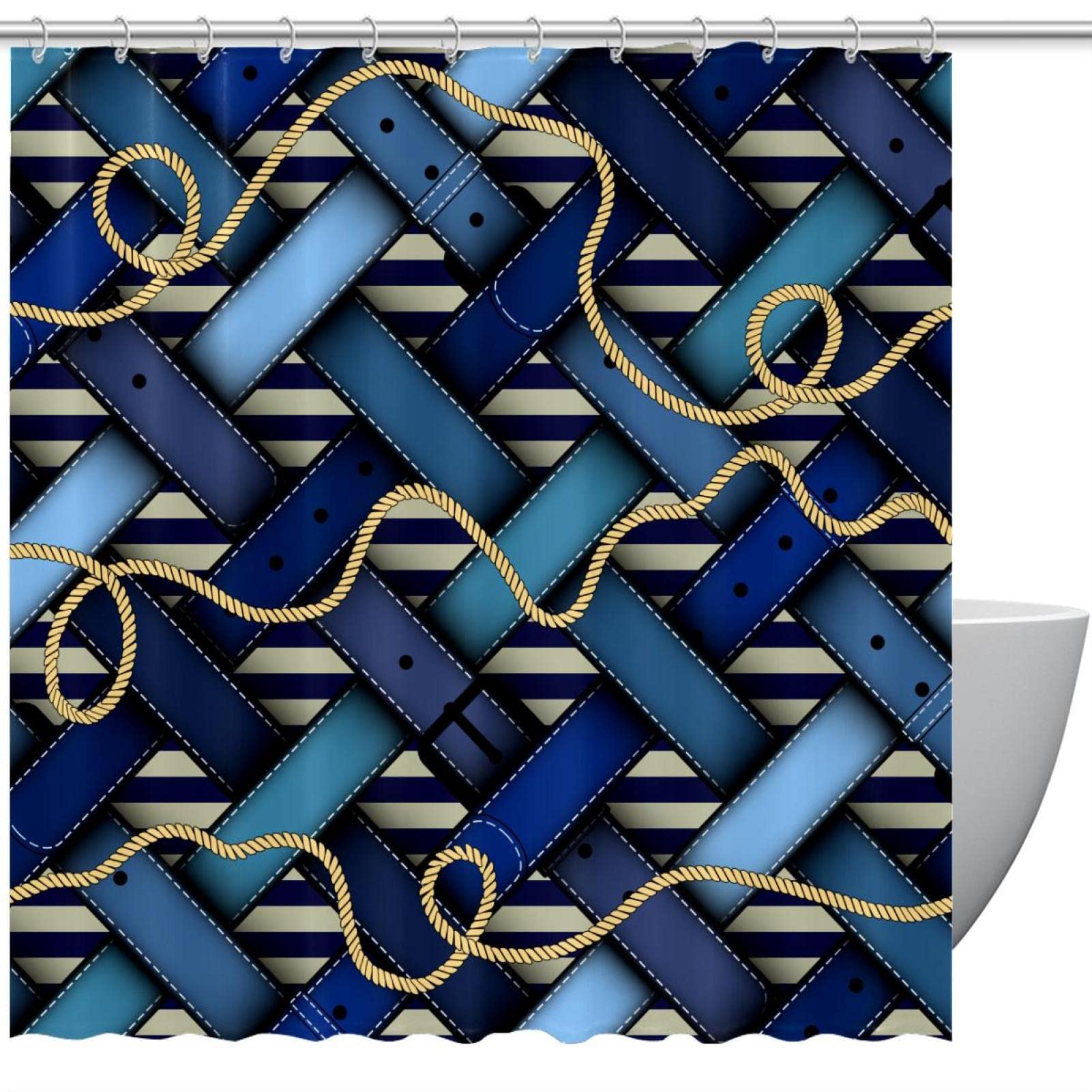Rideaux de douche nautiques antiprojections et inodores 183 cm