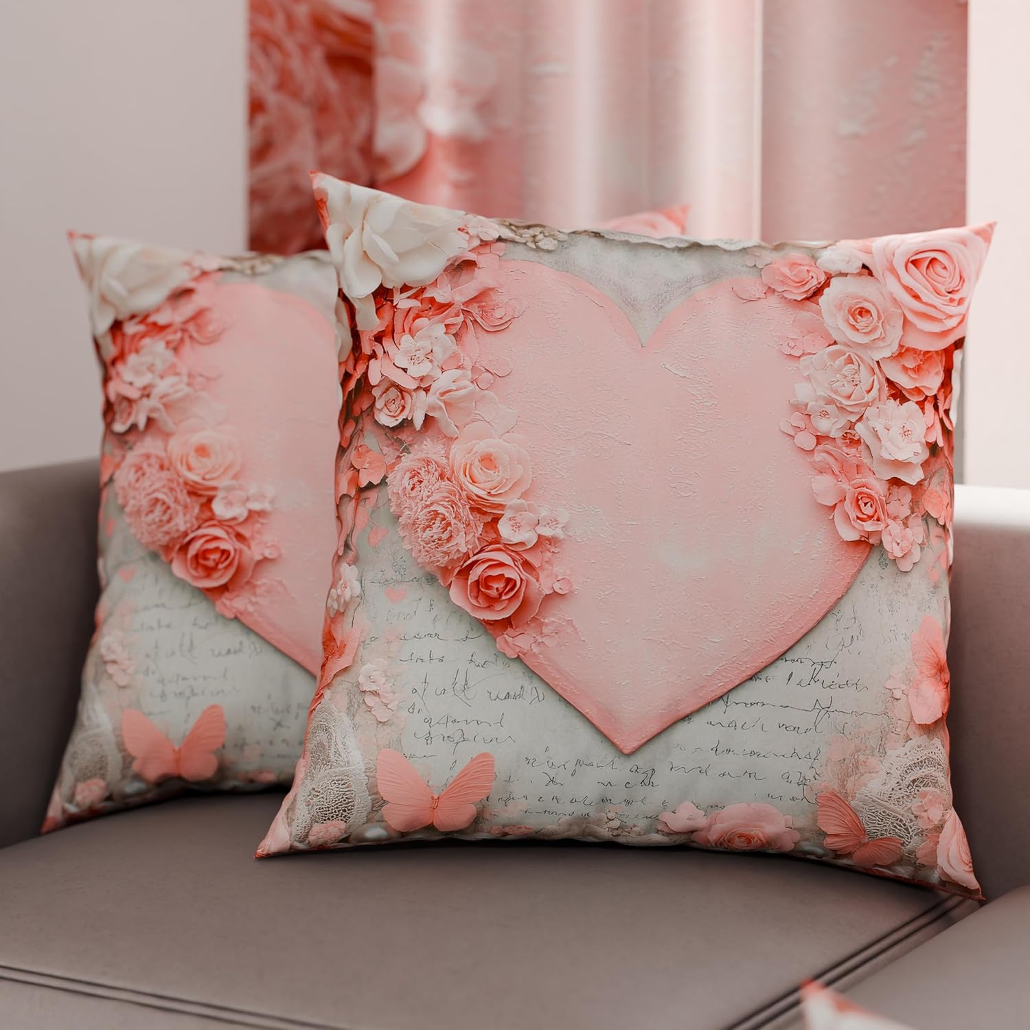 PETTI Artigiani Italiani - Coppia di Federe Cuscino 45x45 cm in Microfibra, Cuscini Arredo Camera da Letto, Divano, Salotto, Set 2 Fodere Copricuscino, Federa Shabby 335, 100% Made in Italy