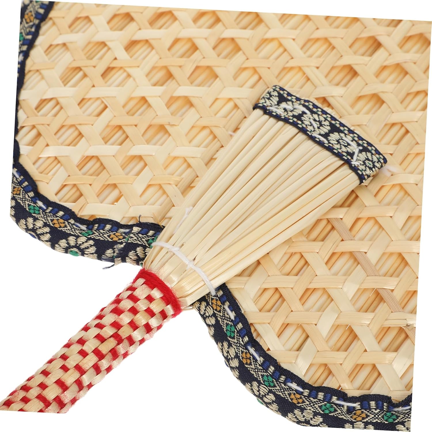 Handwoven Wheat Straw Fan, Portable Summer Cooling Hand Fan with Colorful Edges, Lightweight and Sturdy, for Outdoor Travel and Home Decoration