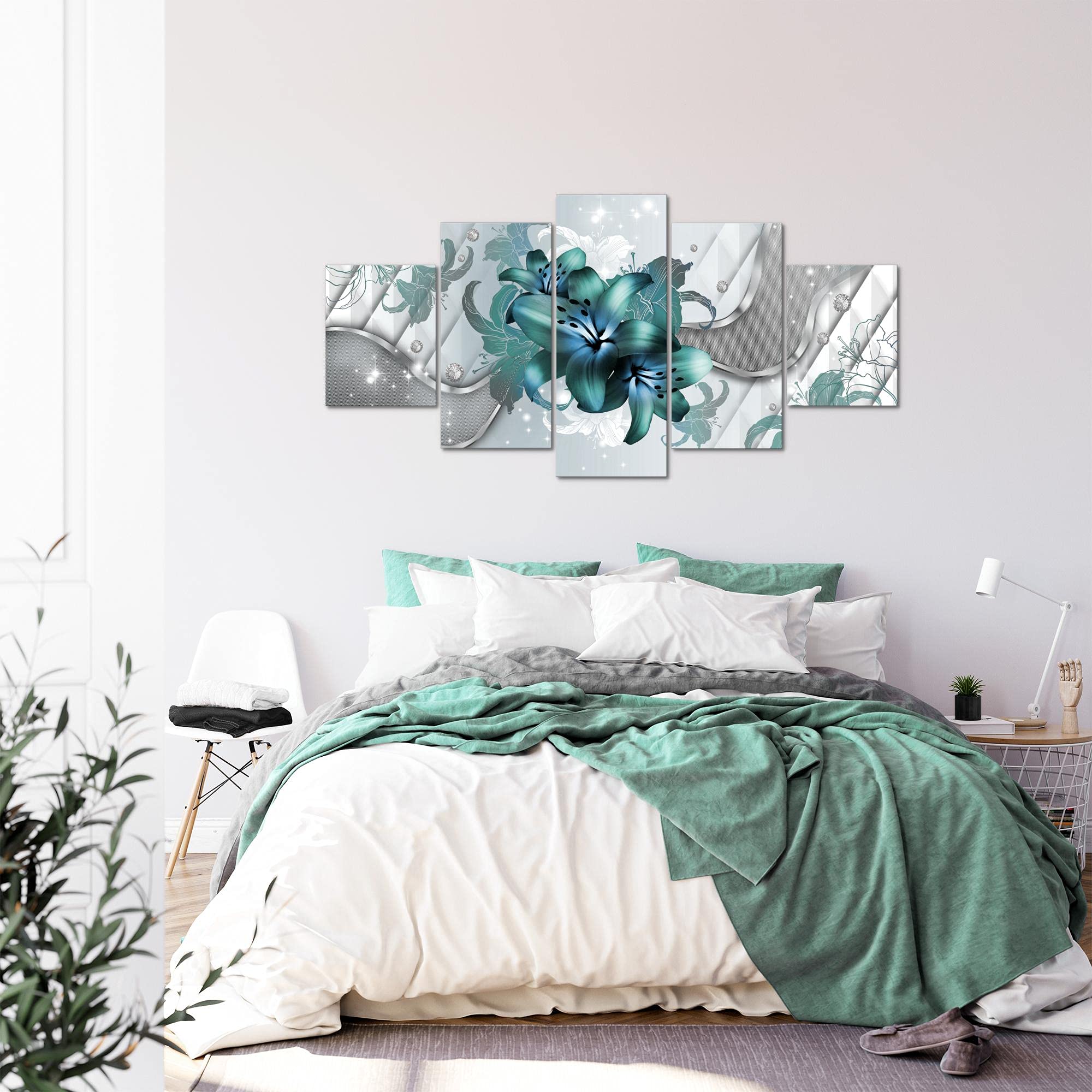 Runa Art Corazón Árbol Cuadro Decorativo Para Sala XXL Azul