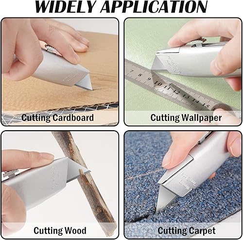 Miniatura 4 de DIYSELF 1 paquete de cortador de caja retráctil con 10 cuchillas, cuchillo utilitario resistente para cartón, cartón, abrecajas, cortador de caja,