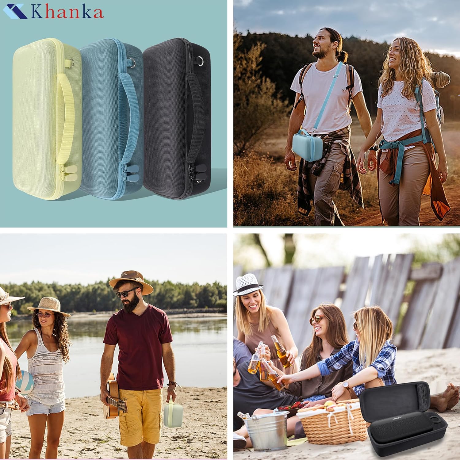 khanka for Bose SoundLink Plus Portable Speaker Hard Protective Case, Travel Carrying Case with Shoulder Strap, Case Only (Blue) - Image 9