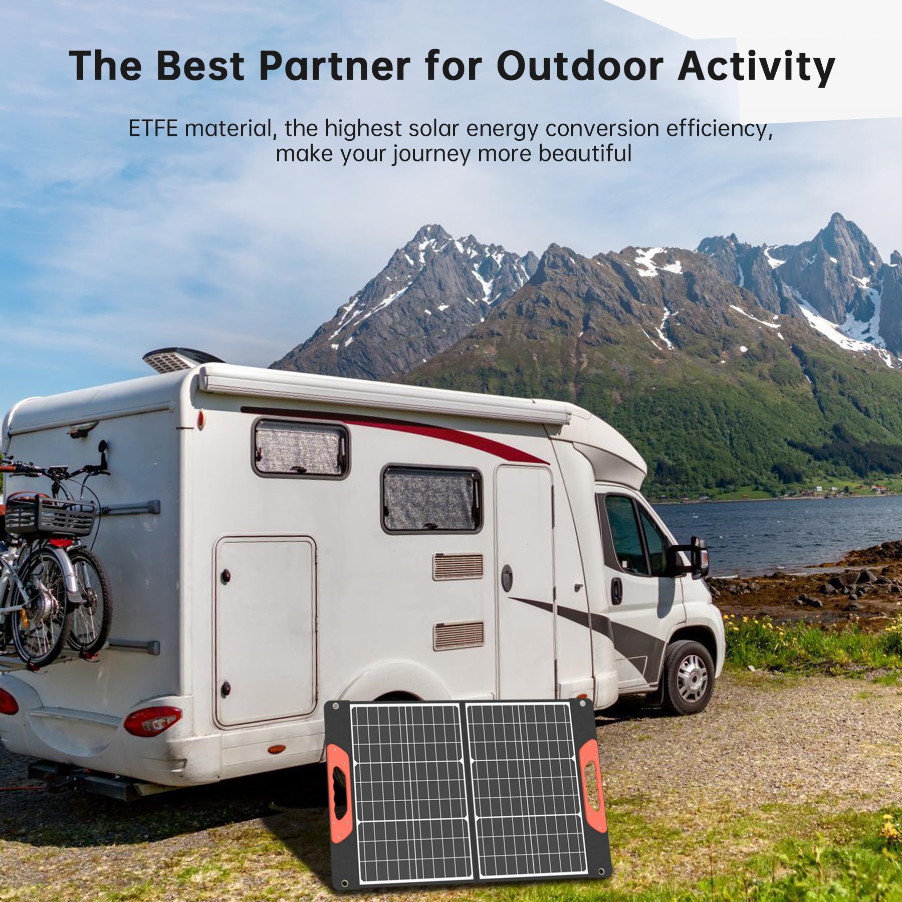 Rosaking 60W Cargador Solar Portátil, USB C+A + DC Panel Solar Plegable para Jardín, Balcón, Camping,para Generador Portátil, Pesca,Smartphone, GoPro,Portátiles