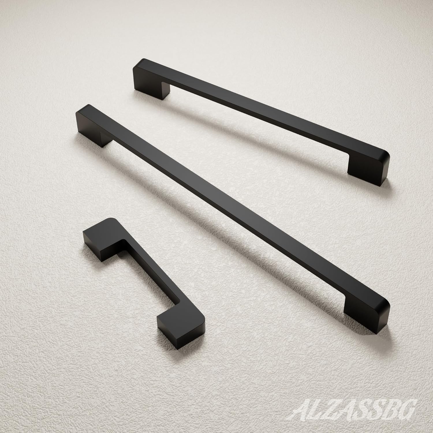 Alzassbg 10 Pack Matt Black Cabinet Pulls, 5 Inch(128mm) Hole Centers Kitchen Hardware Cabinet Handles Rectangle Pulls for Cabinets AL3055MB