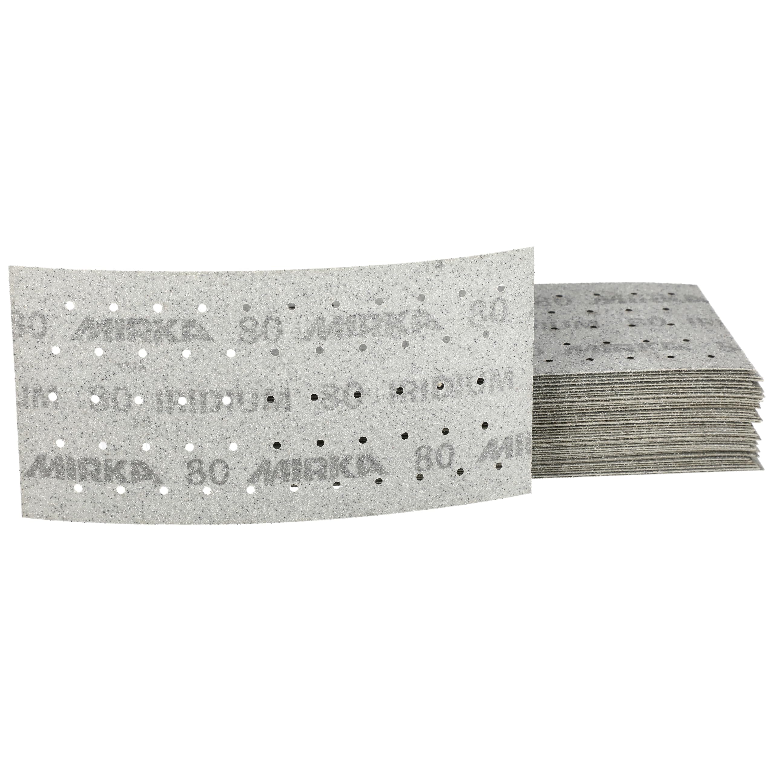 Mirka - papel de lija - Iridium 115x230 mm cierre adhesivo 55 agujeros | Papel de lija premium con cierre adhesivo 55 agujeros ideal para laca masilla imprimación madera acero y plástico