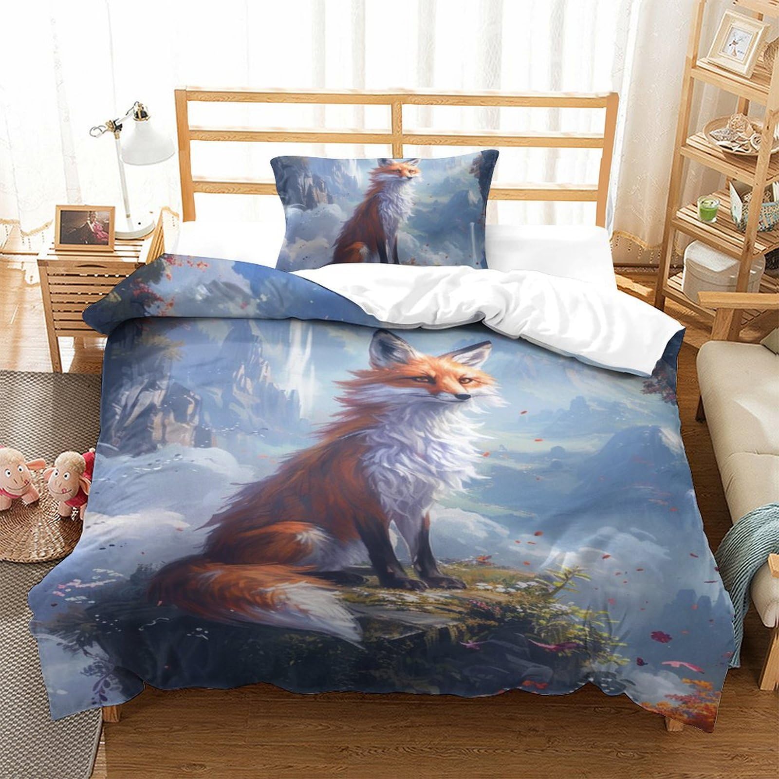 Housse de couette renard de la jungle finition microfibre super douce 3 pièces