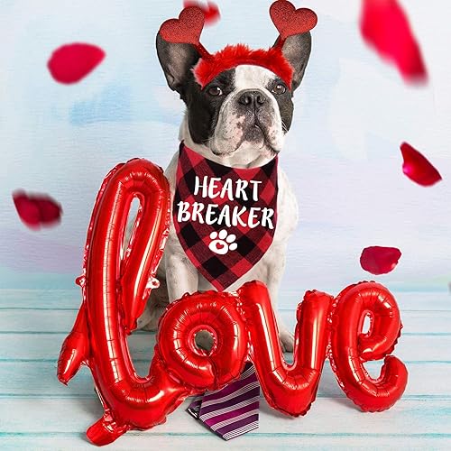 Miniatura 7 de STMK Bandana para el día de San Valentín, diadema de corazón para el día de San Valentín, bandanas para perros pequeños, medianos y grandes, trajes