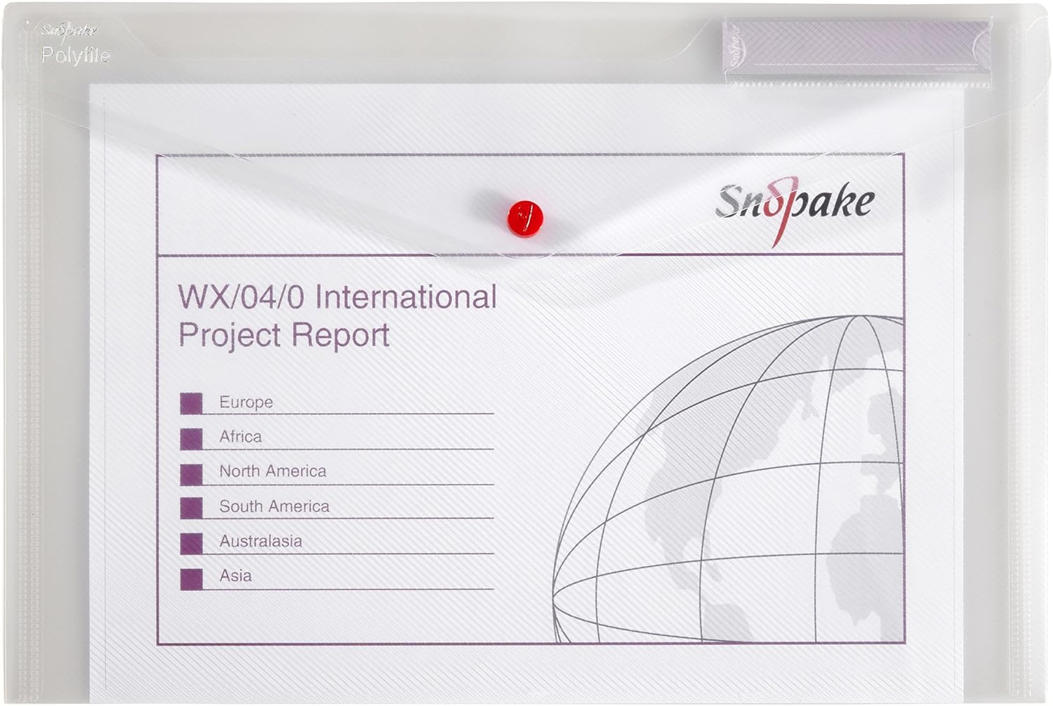 Snopake Foolscap Clear Polyfile [Pack of 5] Popper Wallet with Index Tab and Press Stud Closure [11154X]