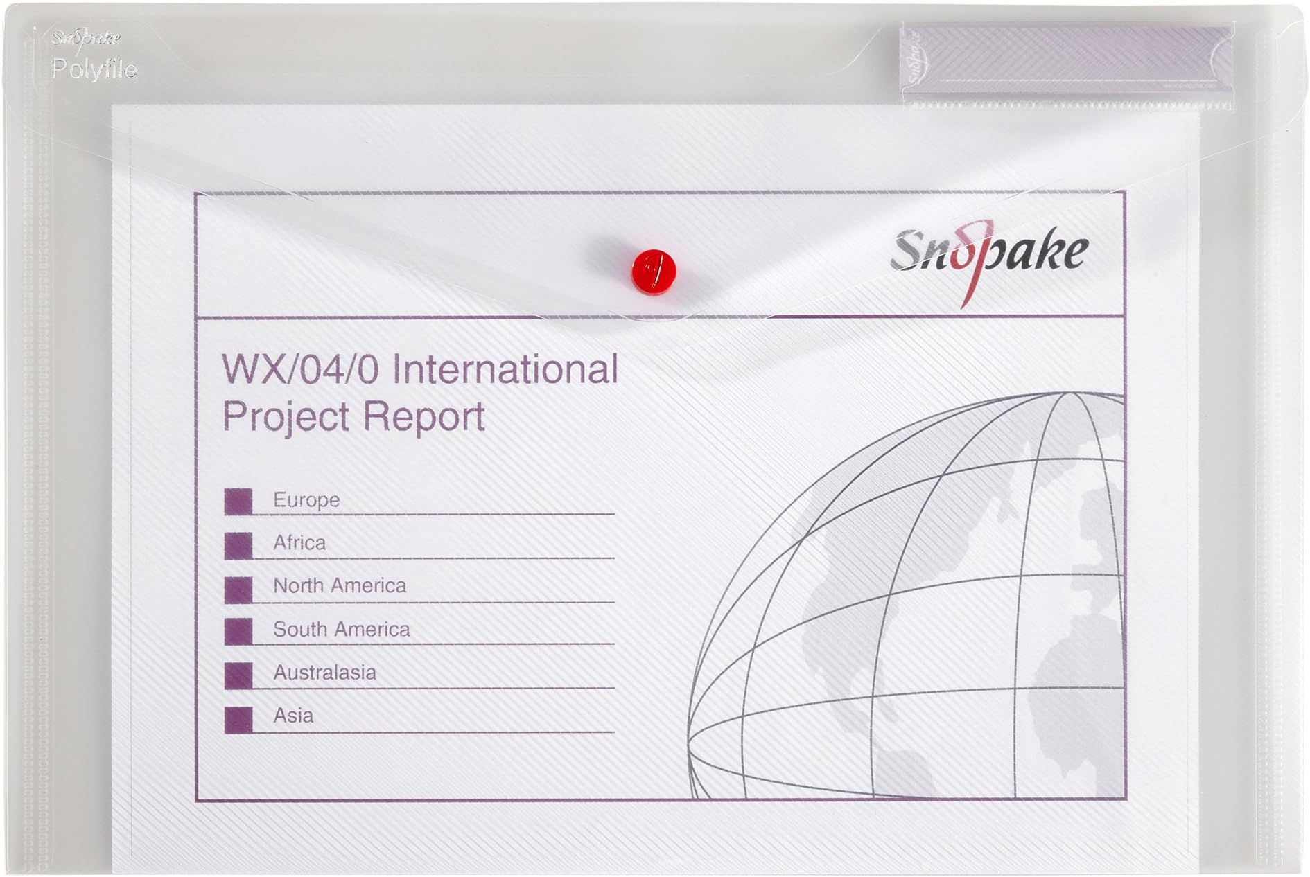 Snopake Foolscap Clear Polyfile [Pack of 5] Popper Wallet with Index Tab and Press Stud Closure [11154X]