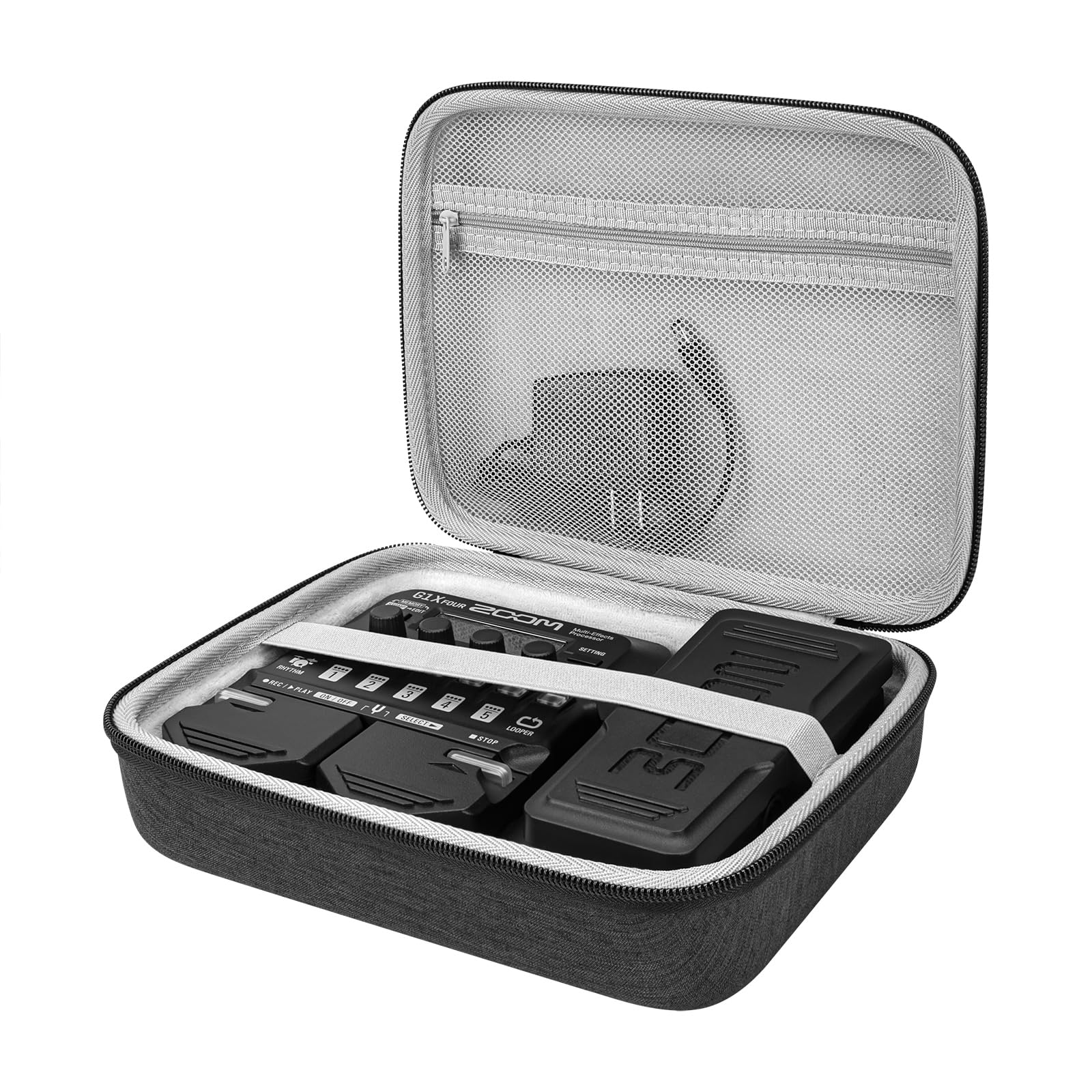GEEKRIA Estuche de Viaje rígido Compatible con Zoom G1X Four, B1X Four, A1X Four, procesador multiefectos para Guitarra/bajo (Gris Oscuro)