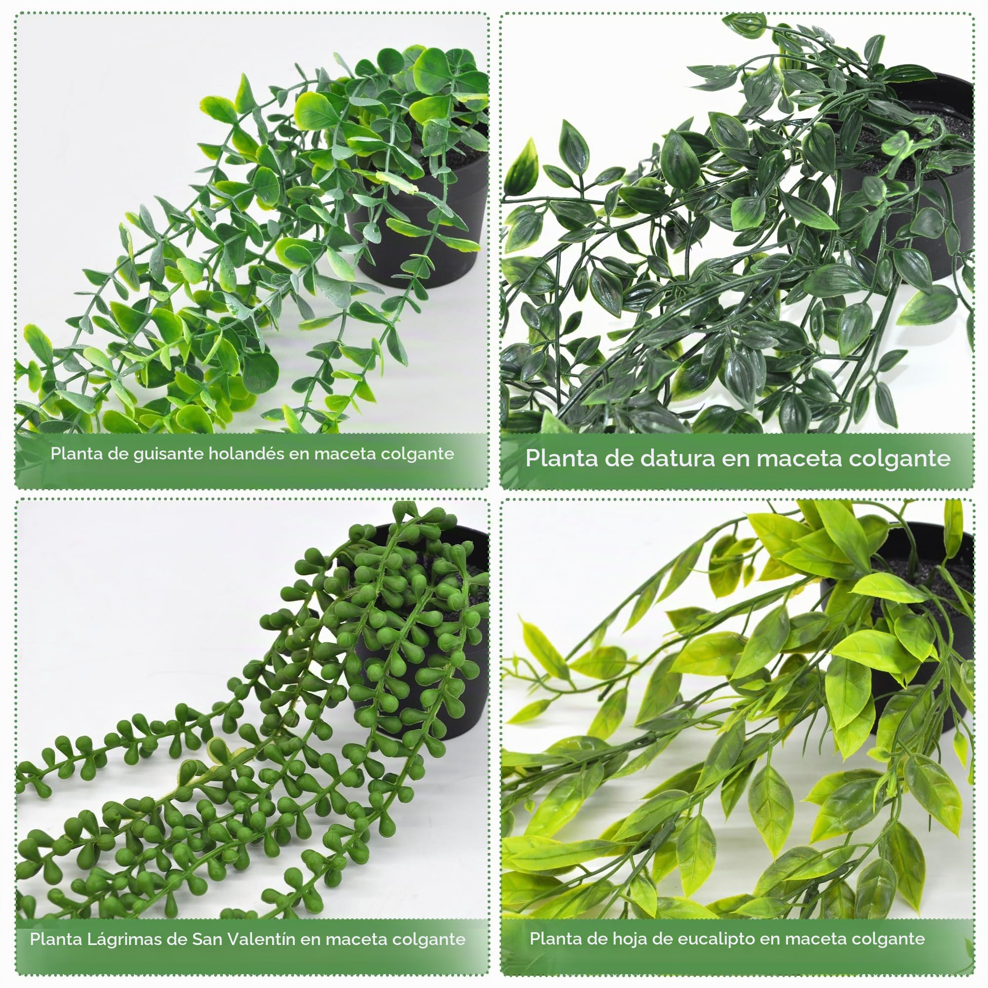 ROLLWAY 4 Piezas Plantas Artificiales Colgantes, Planta Artificial Colgante, Hojas de Mandala Artificiales para Decoración Hogar Pared Terraza Jardín (4 Piezas)