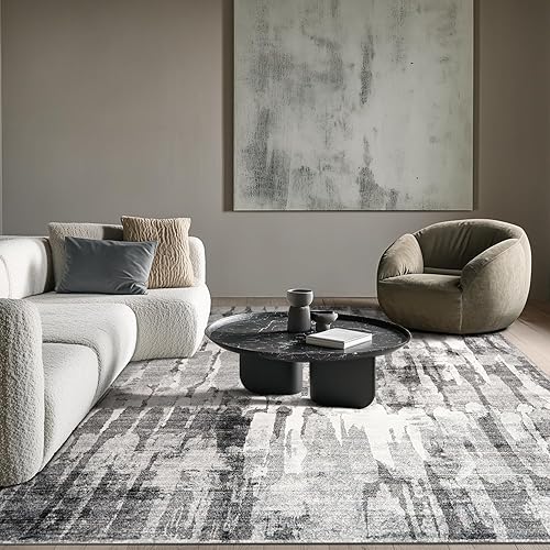 Vista 163 de jinchan Alfombra de pasillo de 2 x 6 pulgadas, lavable, moderna, abstracta, gris, con estampado múltiple, alfombra para interiores, contemporánea