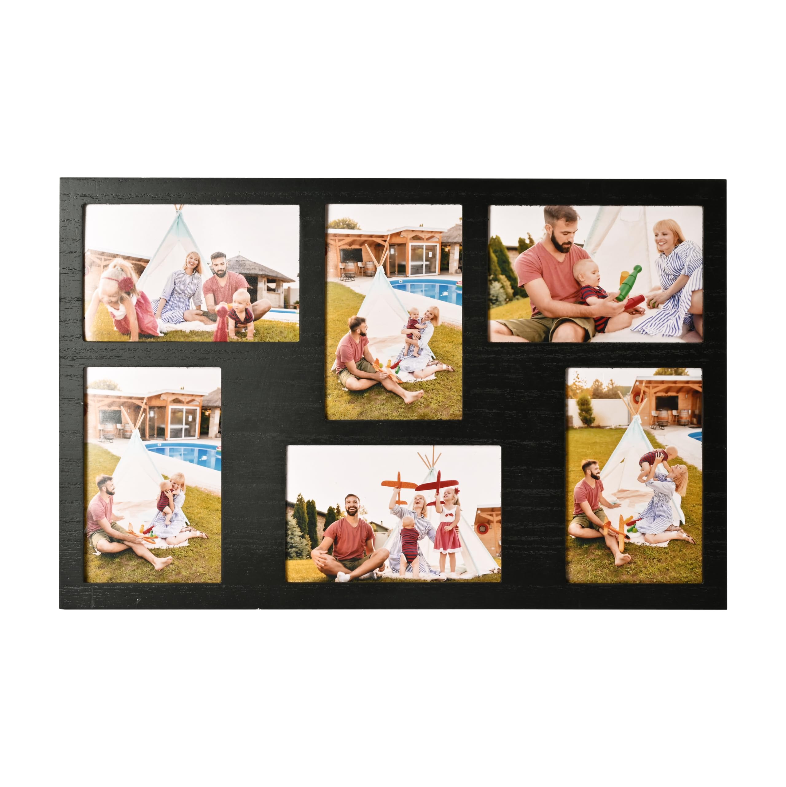 4x6 Collage Picture Frame Family Photos Display - 6 Openings Collage Picture Frame for Wall for Tabletop Stand Black Picture Frames Set for Home Decor Family Gifts