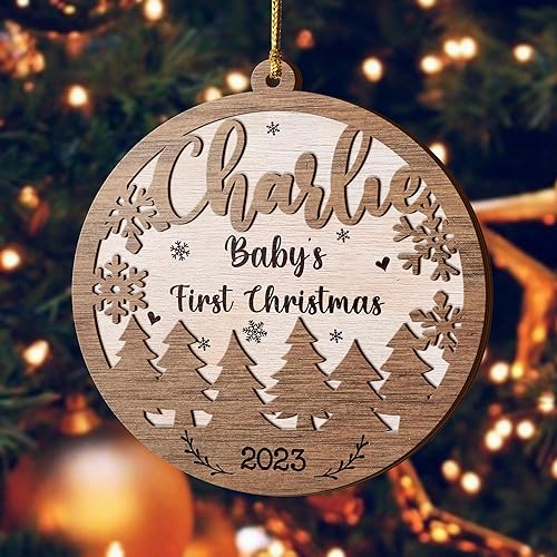 Miniatura 5 de V VIBEPY Adornos personalizados de primera Navidad para bebé, orrnamentos recién nacidos, adornos de 3 capas de 3.5 pulgadas, regalo para Navidad,