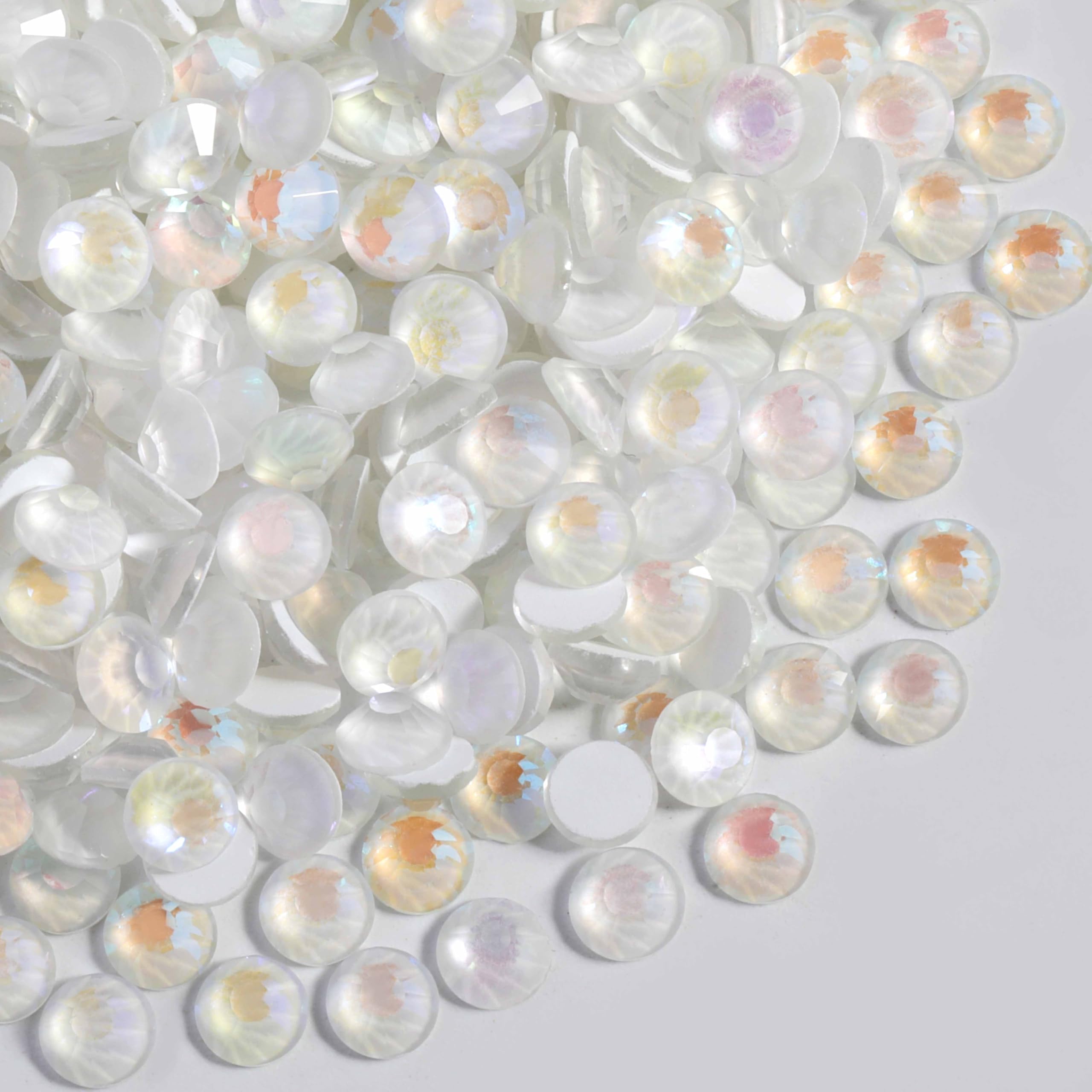 Beadsland 1440pcs Flat Back Crystal Rhinestones Round Gems for Nail Art and Craft Glue Fix, Luminous White, SS20,4.6-4.8mm Luminous White SS20/1440pcs